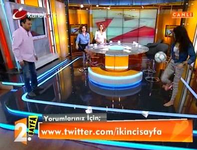 Serenay Aktaş'tan canlı yayında futbol şovu