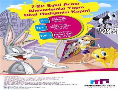 Forum Kayseri'de Okul Alışverişi, Bugs Bunny ve Tweety İle Keyfe Dönüşüyor