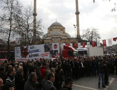 Suriye’ye Yardım Tır’ları Düzce’den Dualarla Uğurlandı