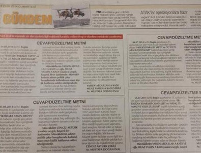 Nazlı Ilıcak'ın yerine tekzip metni