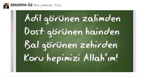 Zekeriya Öz'den operasyon tweeti