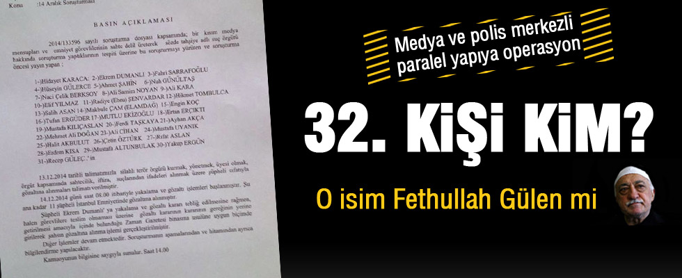 Fethullah Gülen 32. kişi mi?
