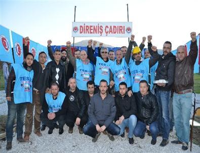 Soma'da Santral İşçileri Eylem Çadırı Kurdu