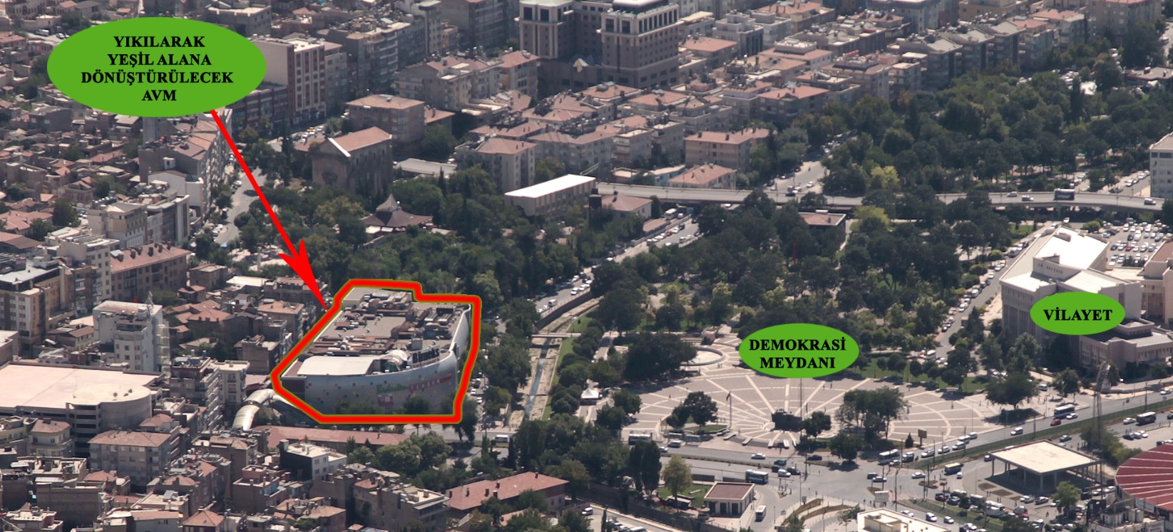 Gaziantep'te AVM binası yıkılırak parka dönüştürülecek