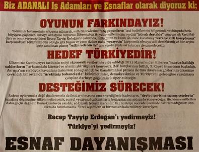 Adanalı Esnaftan Başbakana Destek