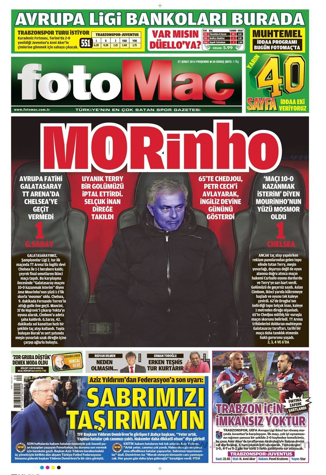 Fotomaç'ın MORinho manşeti