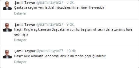 Haşim Kılıç'a ilk tepki Şamil Tayyar'dan