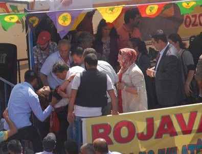 HDP'nin mitinginde sunucuyu elektrik çarptı