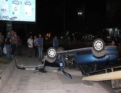 Sürücü Takla Atan Otomobilden Burnu Bile Kanamadan Çıktı