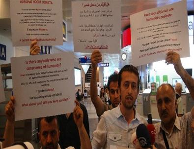 Atatürk Havalimanı’nda 5 Dilde İsrail Protestosu