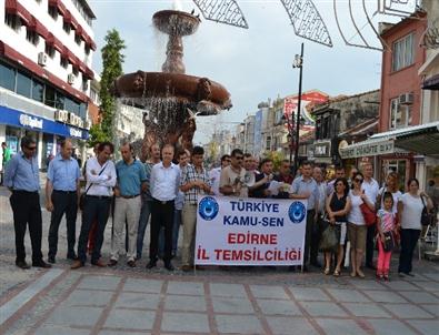 Memurlar Edirne'de Maaş Zamlarını Protesto Etti