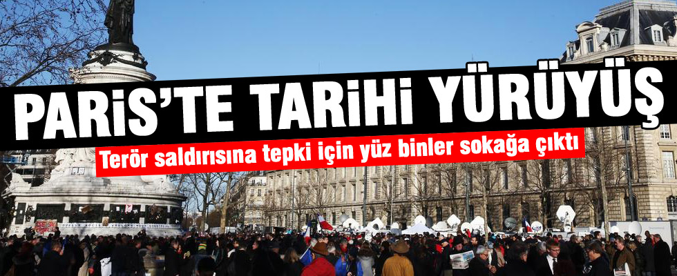 Teröre karşı Paris yürüyüşü