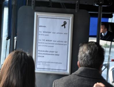 İzmir'de Şoförler 'siyah Kurdeleyle'Yola Çıktı