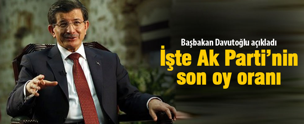 Davutoğlu AK Parti'nin oy oranını açıkladı!