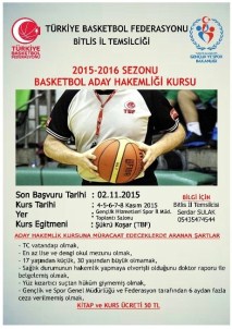 Bitlis'te Basketbol Aday Hakemliği Kursu Açılacak