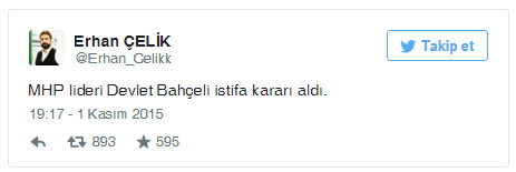 Erhan Çelik: Bahçeli istifa kararı aldı