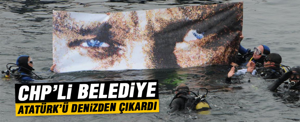 Atatürk'ün mavi gözlerinin çizildiği resim denizde açıldı