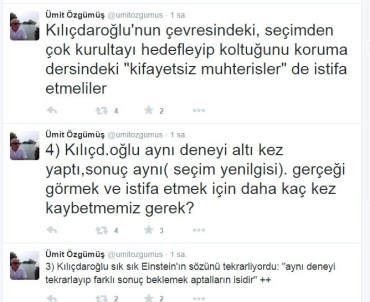 Eski CHP'li Vekilden Kılıçdaroğlu'na İstifa Çağrısı