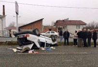 İSLAMOĞLU - Orta Refüje Çarpan Otomobil Takla Attı