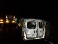 SAĞLAMTAŞ - Yanan Araçtan Canını Zor Kurtardı