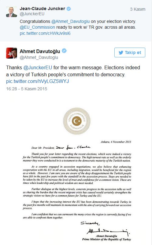 Başbakan Davutoğlu'ndan mektuplu yanıt