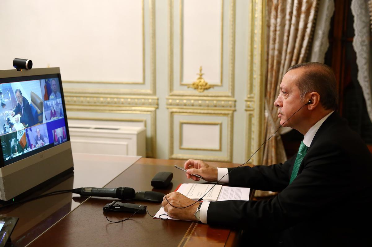 Cumhurbaşkanı Erdoğan telekonferansa katıldı