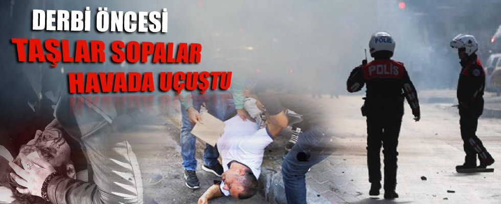 Derbi öncesi taşlı sopalı kavga