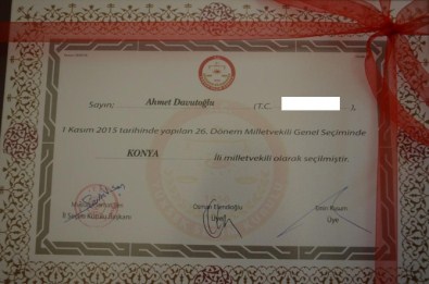İşte Başbakan Ahmet Davutoğlu'nun Mazbatası