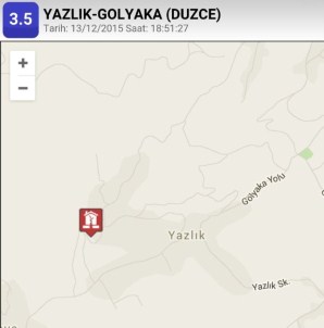 Düzce'de 3.5 büyüklüğünde deprem