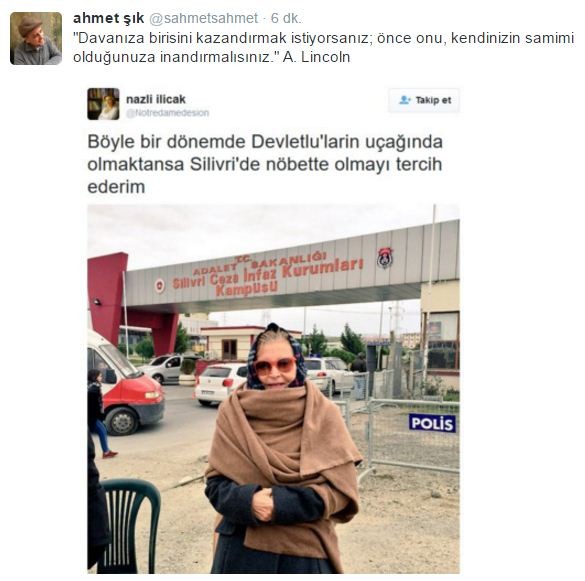 Ahmet Şık'tan Nazlı Ilıcak'a tepki