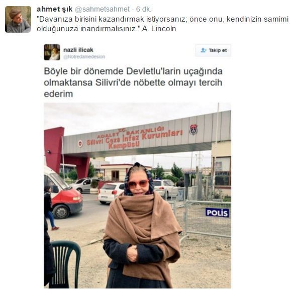 Nedim Şener'den Nazlı Ilıcak'a tepki