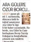 Cumhuriyet gazetesi Ara Güler'den özür diledi