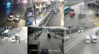 ÇARPMA ANI - Erzurum'da Trafik Kazaları MOBESE Kameralarına Yansıdı