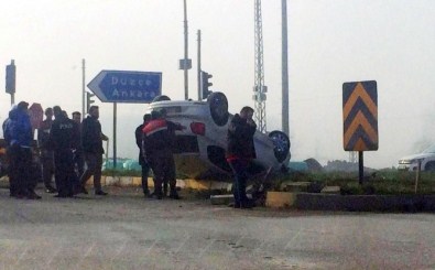 Takla atan araçtan burnu bile kanamadan çıktı