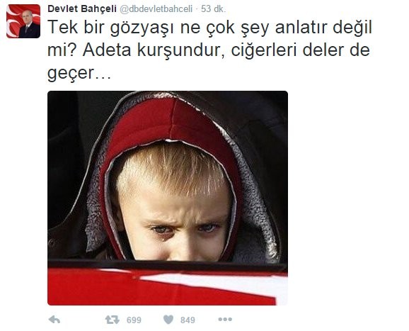Devlet Bahçeli Twitter'dan şehit çocuklarına seslendi