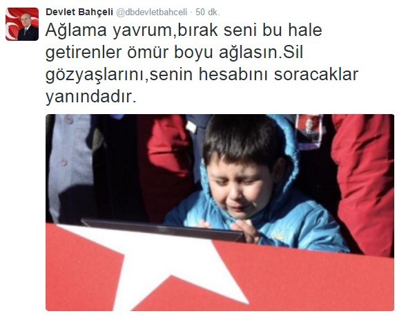Devlet Bahçeli Twitter'dan şehit çocuklarına seslendi