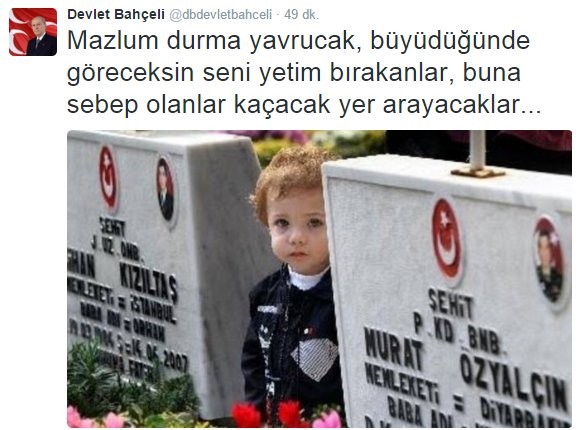 Devlet Bahçeli Twitter'dan şehit çocuklarına seslendi