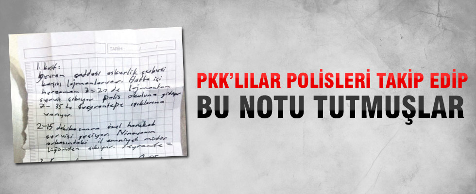 Diyarbakır'da yakalanan 3 PKK'lı polisleri takip edip not tutmuşlar