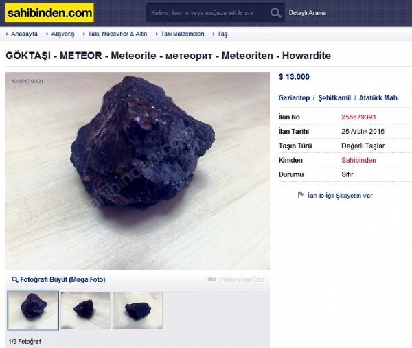 Sahibinden satılık göktaşı