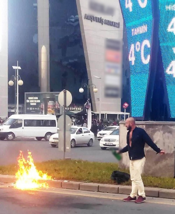 Bir tarafta yakma girişimi, diğer tarafta dayak!