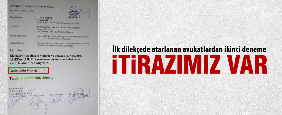 Can Dündar ve Erdem Gül için ikinci itiraz