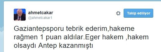 Ahmet Çakar'dan olay tweet