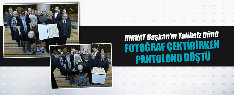 Fotoğrafı çekilen Hırvat Başkan'ın pantolonu düştü