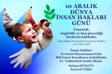 Vali Düzgün'den Dünya İnsan Hakları Günü Mesajı