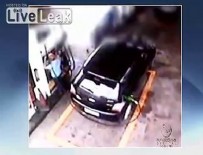 Benzin istasyonu üstüne devrildi