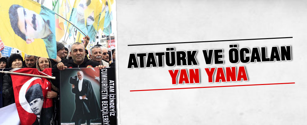 Atatürk ve Öcalan posterleri yan yana