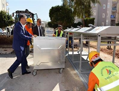 Başkan Uysal, Yer Altı Çöp Konteynırı Çalışmalarını İnceledi
