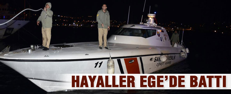 Bodrum'da Suriyeli 16 kaçak göçmeni taşıyan tekne battı