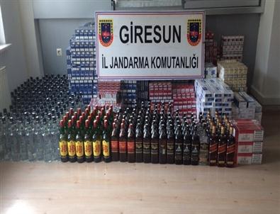 Giresun'da Kaçak Sigara ve İçki Ele Geçirildi