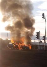 Kars’ta Otomobil Alev Alev Yandı